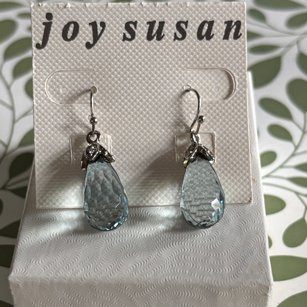 NWT Joy Susan Silver and Blue Teardrop Earrings